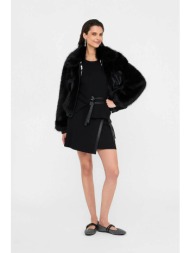 liu jo γυναικείο jacket faux fur με τσέπες - cf5185e1037 μαύρο