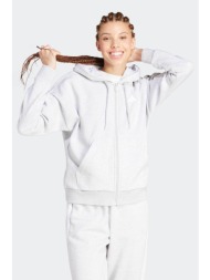 adidas γυναικεία ζακέτα φούτερ με κουκούλα regular fit `essentials 3-stripes fleece` - in6179 γκρι