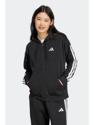 adidas γυναικεία ζακέτα φούτερ με κουκούλα regular fit `essentials 3-stripes fleece` - je1283 μαύρο