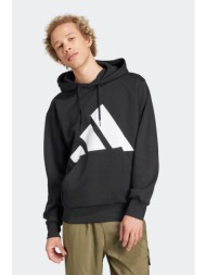 adidas ανδρική μπλούζα φούτερ με κουκούλα regular fit `essentials big logo fleece` - in6159 μαύρο