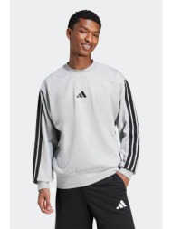 adidas ανδρική μπλούζα φούτερ regular fit `essentials 3-stripes fleece` - je6308 γκρι