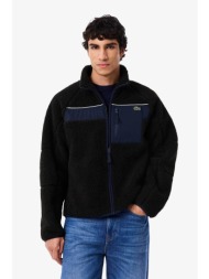 lacoste ανδρικό μπουκλέ jacket colour-blocked με κεντημένο λογότυπο - bh5908-00 μαύρο