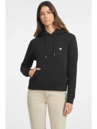 guess γυναικεία μπλούζα φούτερ με logo print και κουκούλα - w4yq04kc811 μαύρο