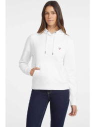 guess γυναικεία μπλούζα φούτερ με logo print και κουκούλα - w4yq04kc811 λευκό