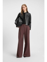 hugo boss γυναικείο παντελόνι μονόχρωμο relaxed fit `horesa` - 50544107 καφέ σκούρο