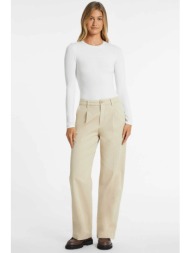 guess γυναικείο παντελόνι chino ψηλόμεσο regular wide fit - w4bb44wgcv2 μπεζ