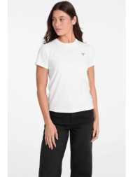 guess γυναικείο t-shirt με τριγωνικό λογότυπο - w4yi10j1314 λευκό