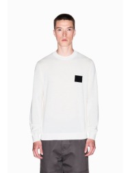 armani exchange ανδρικό πουλόβερ με contrast patch με λογότυπο regular fit - xm001329af11982 λευκό