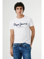 pepe jeans ανδρικό t-shirt μονόχρωμο με logo print `nos` - pm508210 λευκό
