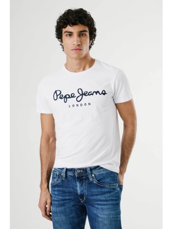 pepe jeans ανδρικό t-shirt μονόχρωμο με logo print `nos` 