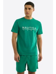 nautica ανδρικό t-shirt με λογότυπο regular fit - n1r03559 πράσινο