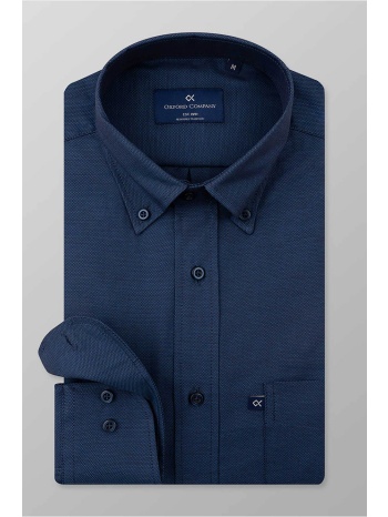 oxford company ανδρικό πουκάμισο button down μονόχρωμο με