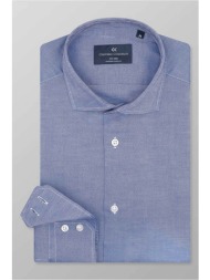 oxford company ανδρικό πουκάμισο romeo μονόχρωμο slim fit `sport` - o111-ry21.03 μπλε