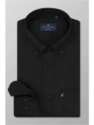 oxford company ανδρικό πουκάμισο button down μονόχρωμο regular fit `sport` - m113-br10.02 μαύρο