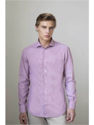 oxford company ανδρικό πουκάμισο romeo με ψιλό ριγέ σχέδιο slim fit `sport` - m123-ry21.01 κόκκινο