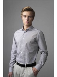 oxford company ανδρικό πουκάμισο romeo με ψιλό ριγέ σχέδιο slim fit `sport` - m123-ry21.03 καφέ