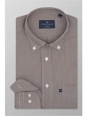 oxford company ανδρικό πουκάμισο button down με ψιλό καρό