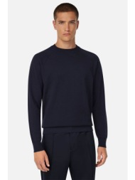 boggi milano ανδρική πλεκτή μπλούζα μονόχρωμη regular fit - bo25a044101 μπλε σκούρο