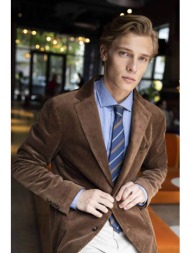 oxford company ανδρικό σακάκι κοτλέ regular fit - jac60-101.01 καφέ