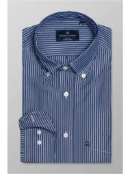 oxford company ανδρικό πουκάμισο button down με ριγέ σχέδιο regular fit `sport` - m120-bx11.01 μπλε 