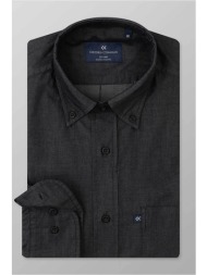 oxford company ανδρικό πουκάμισο button down regular fit `sport` - j110-by10.02 ανθρακί