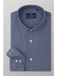 oxford company ανδρικό πουκάμισο romeo με all-over print slim fit `sport` - j141-ry21.01 μπλε σκούρο