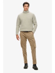 superdry ανδρικό παντελόνι cargo με logo patch - m7011132a καμηλό