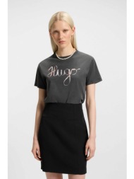 hugo boss γυναικείο t-shirt με logo artwork regular fit `damacia` - 50544868 μαύρο