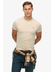 superdry ανδρικό t-shirt με κεντημένο λογότυπο slim fit `essential` - m1011245a κρέμ