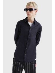 tommy jeans ανδρικό πουκάμισο stretch με κεντημένο λογότυπο slim fit - dm0dm04405 μαύρο