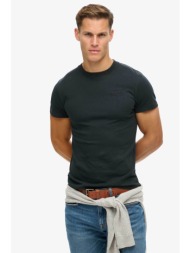 superdry ανδρικό t-shirt με κεντημένο λογότυπο slim fit `essential` - m1011245a μπλε σκούρο