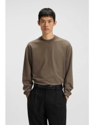 hugo boss ανδρική μακρυμάνικη μπλούζα με λογότυπο relaxed fit `daposo` - 50511029 taupe