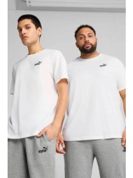 puma ανδρικό t-shirt με λογότυπο regular fit `essential` - 682534 λευκό