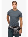 superdry ανδρικό t-shirt με κεντημένο λογότυπο slim fit `essential` - m1011245a γκρι γαλάζιο