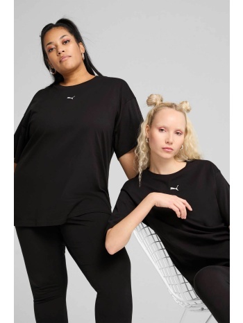 puma γυναικείο t-shirt με λογότυπο relaxed fit `essentials`