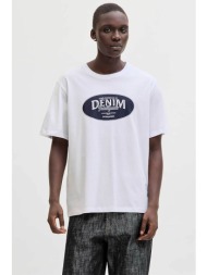 jack & jones ανδρικό t-shirt μονόχρωμο με logo print regular fit - 12290417 λευκό