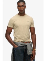 superdry ανδρικό t-shirt με κεντημένο λογότυπο slim fit `essential` - m1011245a μπεζ