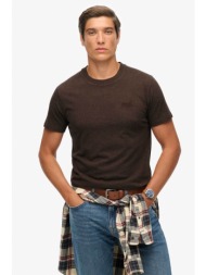 superdry ανδρικό t-shirt με κεντημένο λογότυπο slim fit `essential` - m1011245a καφέ