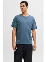 jack & jones ανδρικό t-shirt μονόχρωμο με logo print relaxed fit - 12268415 μπλε