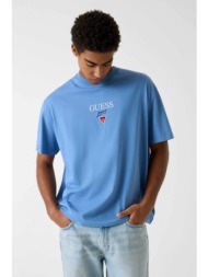 guess ανδρικό t-shirt με λογότυπο regular fit - m6ri45k8hm0 μπλε