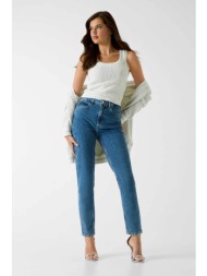 guess γυναικείο τζιν παντελόνι πεντάτσεπο mom fit - w2ya21d4nh5 denim blue