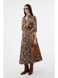 iblues γυναικεία maxi φούστα με print `iblvetta` - 2617101081 καφέ