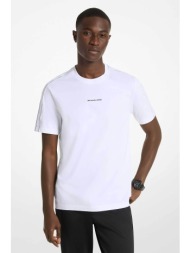 michael kors ανδρικό t-shirt με logo tape στους ώμους regular fit - ct4524e1v2 λευκό