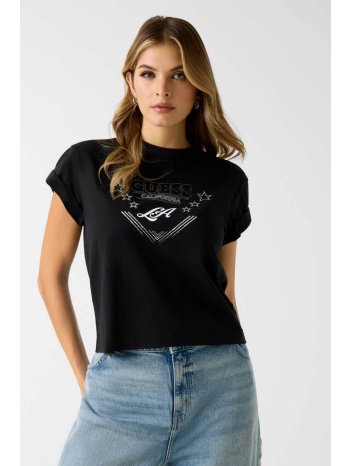 guess γυναικείο t-shirt με λογότυπο απο στρας - w6ri30i3z14