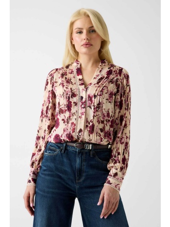 guess γυναικείο πουκάμισο με floral print - w5rh16wdw82 ροζ