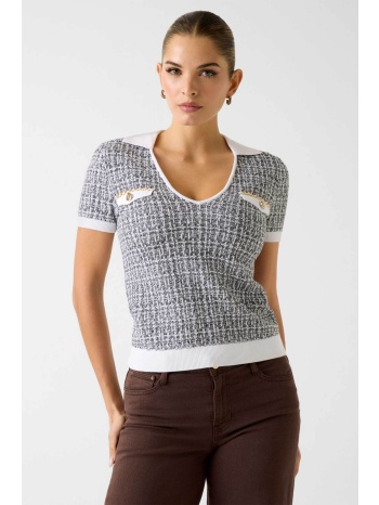 guess γυναικεία tweed πλεκτή μπλούζα regular fit 