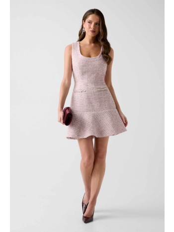guess γυναικείο mini αμάνικο tweed φόρεμα regular fit 