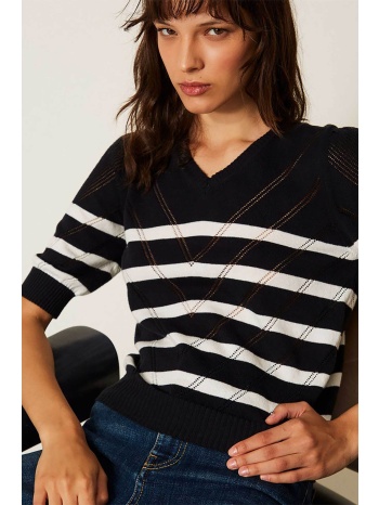 twinset γυναικεία πλεκτή μπλούζα ριγέ - 261tp3231 μπλε