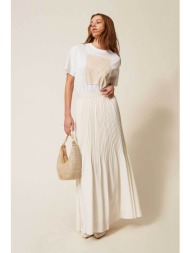 twinset γυναικεία maxi φούστα πλισέ - 261te2113 λευκό