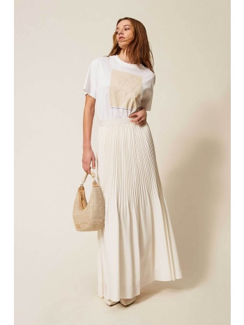 twinset γυναικεία maxi φούστα πλισέ - 261te2113 λευκό